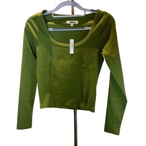 Madewell Square-Neck Long-Sleeve Crop Tee Size XS